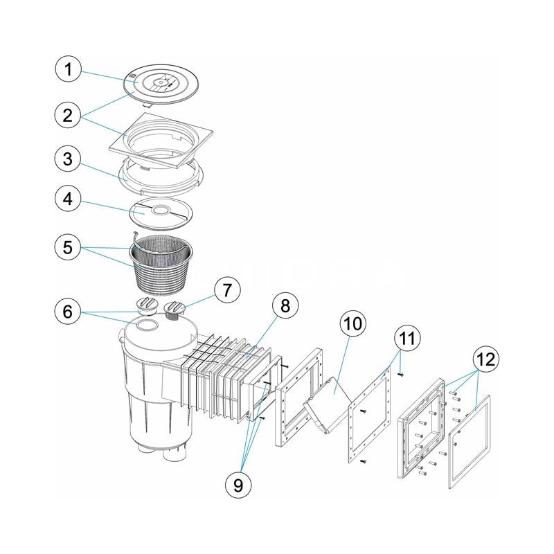 Sprängskiss bräddavlopp