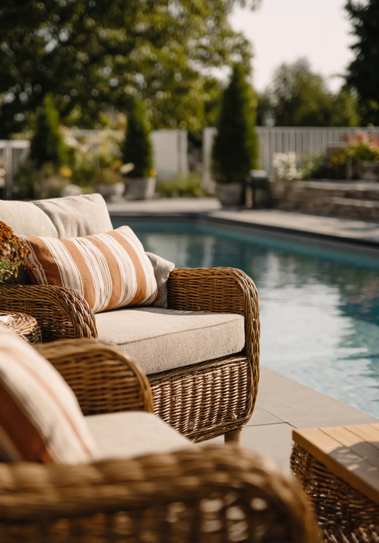 Fantastisk möblering på poolkanten - efter köp av ett poolpaket