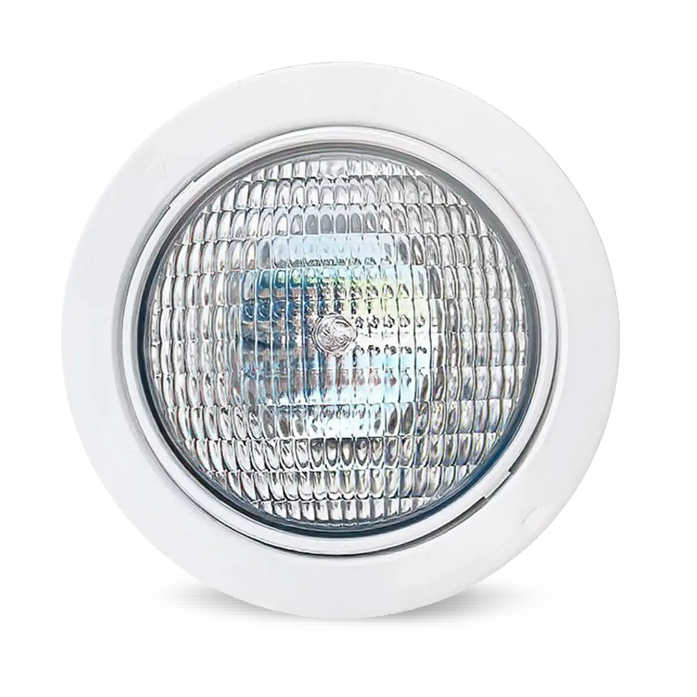 Frilagd bild på en vit plastlampa i LED till pool