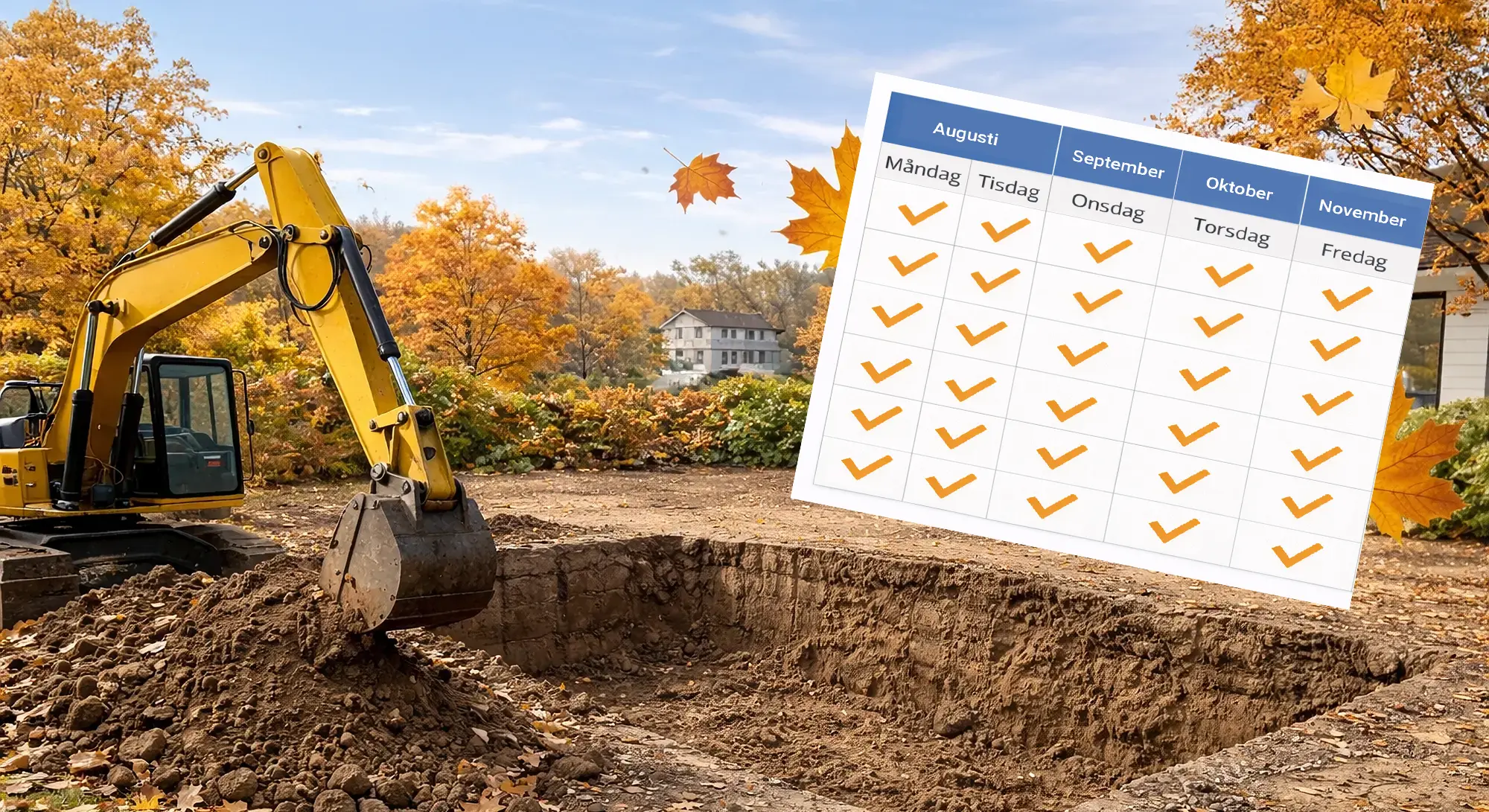 AI genererad illustration över fördelarna med att bygga pool hösten