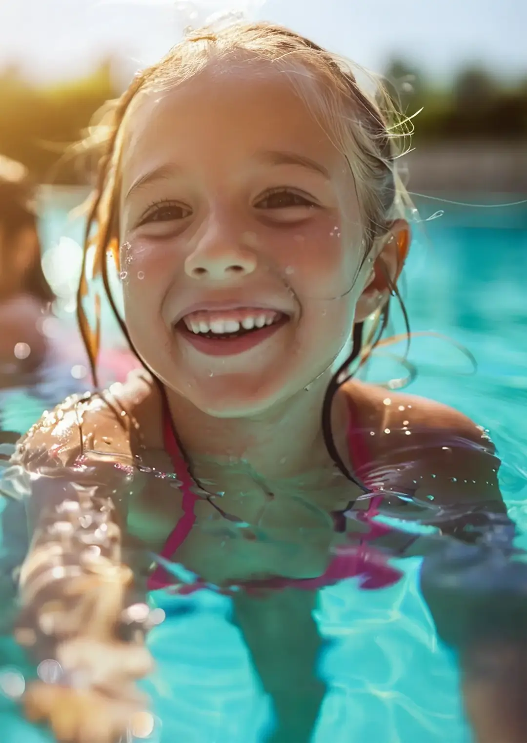 Mattias Axén i samtal med kund vid poolsida